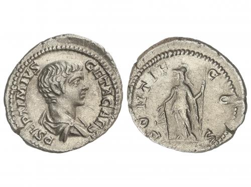IMPERIO ROMANO. Denario. 209-210 d.C. GETA. Anv.: P. SEPTIMV