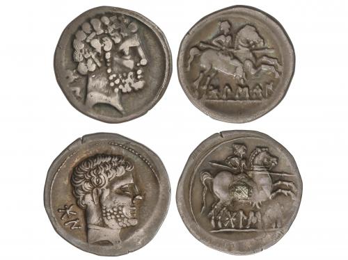 MONEDAS HISPÁNICAS. Lote 2 monedas Denario. 180-20 a. C. BOL