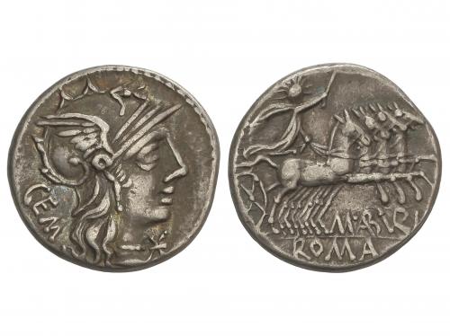 REPÚBLICA ROMANA. Denario. 132 a.C. ABURIA. Marcius Aburius 