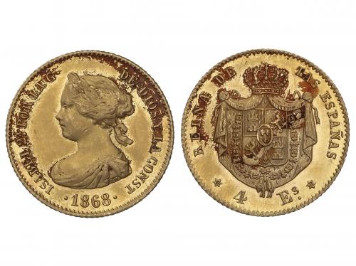 ISABEL II. 4 Escudos. 1868 (*6-8). MADRID. 3,37 grs. (Concre