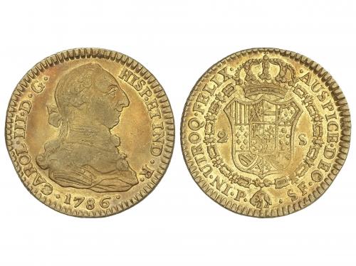 CARLOS III. 2 Escudos. 1786. POPAYÁN. S.F. 6,73 grs. (Golpec
