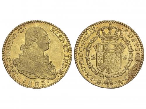CARLOS IV. 2 Escudos. 1803. MADRID. F.A. 6,73 grs. Brillo or