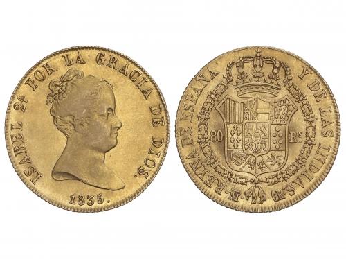 ISABEL II. 80 Reales. 1835. MADRID. C.R. 6,74 grs. Restos de