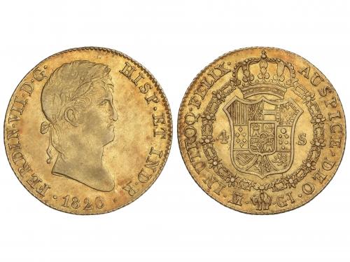 FERNANDO VII. 4 Escudos. 1820. MADRID. G.J. 13,46 grs. Pátin
