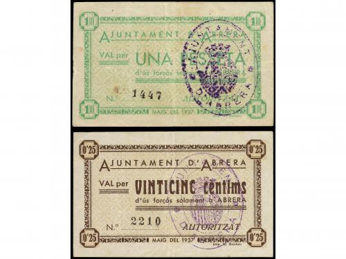 CATALUNYA. Lote 2 billetes 25 Cèntims y 1 Pesseta. 1937. Aj.