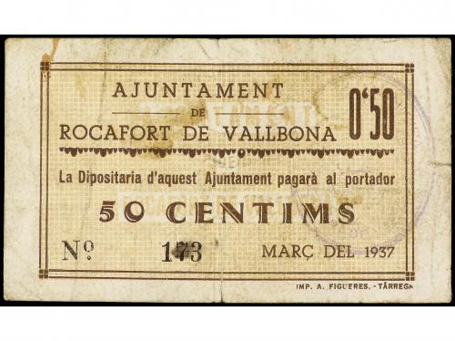 CATALUNYA. 50 Cèntims. Març 1937. Aj. de ROCAFORT DE VALLBON