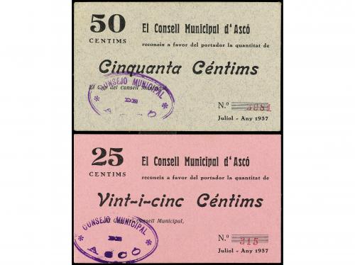 CATALUNYA. Lote 2 billetes 25 y 50 Cèntims. Juliol 1937. C.M