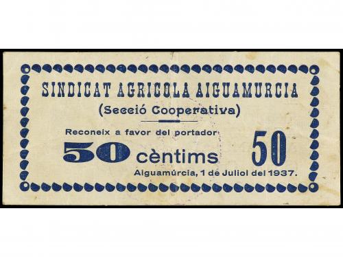 CATALUNYA. 50 Cèntims. 1 Juliol 1937. SINDICAT AGRICOLA AIGU