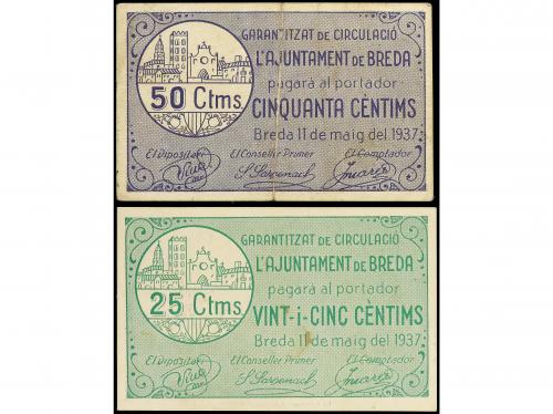CATALUNYA. Lote 2 billetes 25 y 50 Cèntims. 11 Maig 1937. Aj