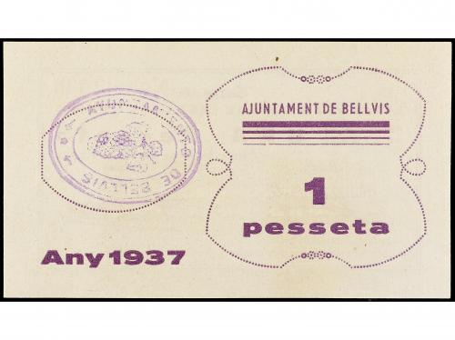 CATALUNYA. 1 Pesseta. 3 Gener 1937. Aj. de BELLVIS. RARO. AT