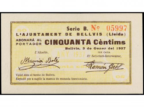 CATALUNYA. 50 Cèntims. 3 Gener 1937. Aj. de BELLVIS. RARO. A