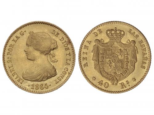 ISABEL II. 40 Reales. 1864. MADRID. 3,34 grs. AC-686. EBC. 