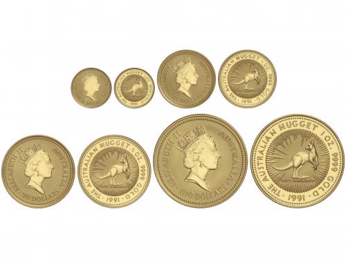 AUSTRALIA. Serie 4 monedas 15, 25, 50 y 100 Dollars. 1991.