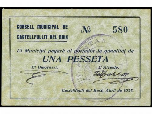 CATALUNYA. 1 Pesseta. C.M. de CASTELLFULLIT DEL BOIX. Cartón