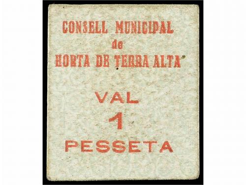 CATALUNYA. 1 Pesseta. C.M. d&#39;HORTA DE TERRA ALTA. Cartón. MU