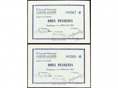 CATALUNYA. Lote 2 billetes 2 Pessetes. 1 Abril 1937. C.M. d&#39;
