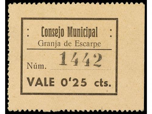 CATALUNYA. 25 Céntimos. C.M. GRANJA DE ESCARPE. Cartón denta