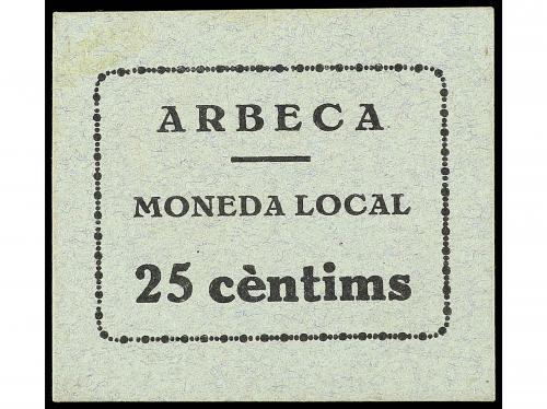 CATALUNYA. 25 Cèntims. Moneda Local ARBECA. Cartón verde. Ta