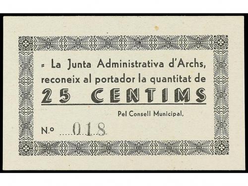 CATALUNYA. 25 Cèntims. Junta Administrativa d&#39;ARCHS. Cartón.