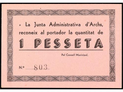 CATALUNYA. 1 Pesseta. Junta Administratriva d&#39;ARCHS. Cartón.