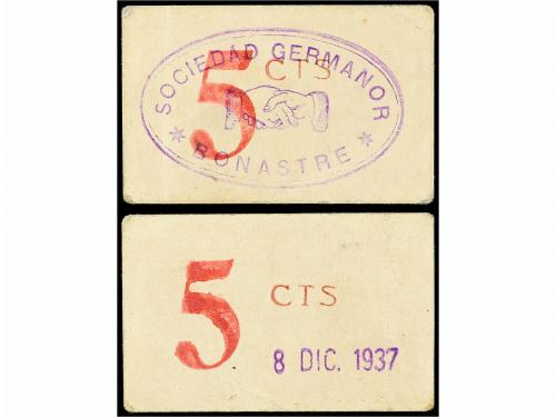 CATALUNYA. 5 Cèntims. 8 Diciembre 1937. Societat Germanor BO