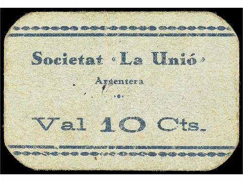 CATALUNYA. 10 Cèntims. Societat La Unió ARGENTERA. Cartón. A