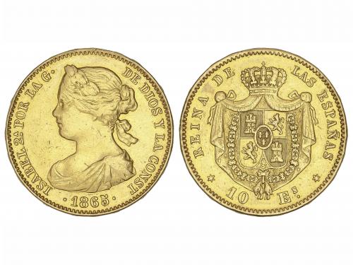ISABEL II. 10 Escudos. 1865. MADRID. 8,35 grs. (Leves rayita