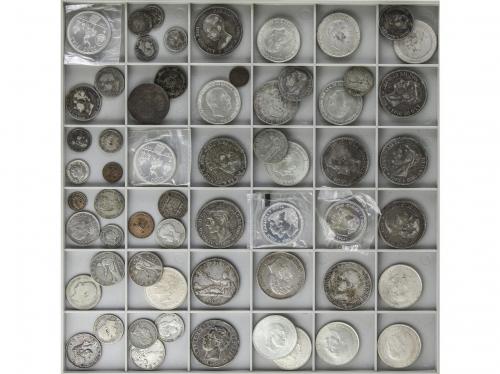 LOTES y COLECCIONES. Lote 100 monedas. Siglo XIX-XX. ISABEL 