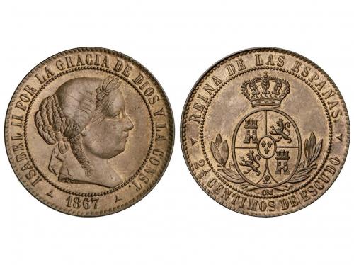 ISABEL II. 2-1/2 Céntimos de Escudo. 1867. SEGOVIA. O.M. 6,2