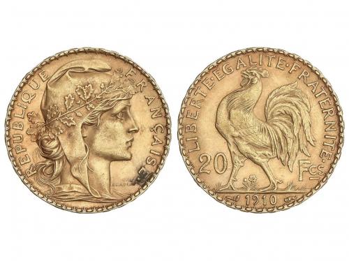 FRANCIA. 20 Francs. 1910. III REPUBLIQUE. 6,44 grs. AU. Gall