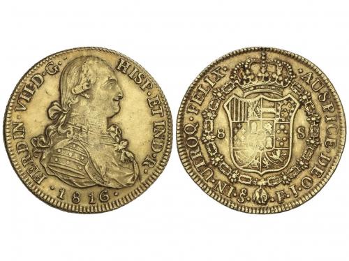 FERNANDO VII. 8 Escudos. 1816. SANTIAGO. F.J. 27,01 grs. Bus