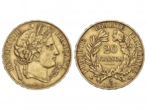 FRANCIA. 20 Francs. 1850-A. II REPUBLIQUE. PARIS. 6,42 grs. 