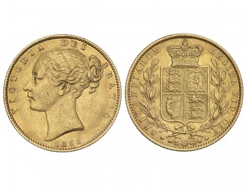 GRAN BRETAÑA. Sovereign. 1863. VICTORIA. 7,95 grs. AU. (Leve