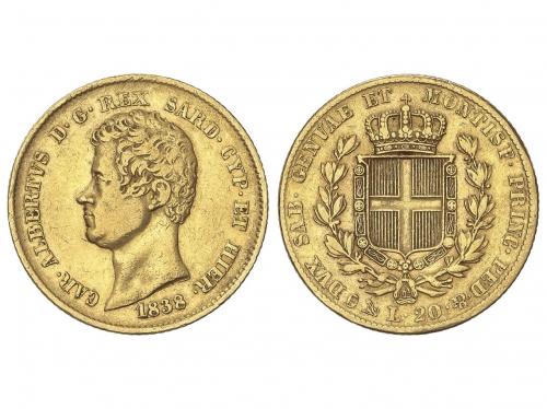 ESTADOS ITALIANOS. 20 Lire. 1838-P. CARLO ALBERTO. TORINO. S