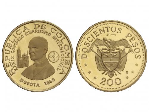 COLOMBIA. 200 Pesos. 1968-B. BOGOTÁ. 8,69 grs. AU. Congreso 