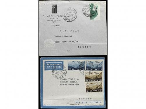 ✉ ERITREA. 1938-39. Conjunto de 5 cartas circuladas a ITALIA