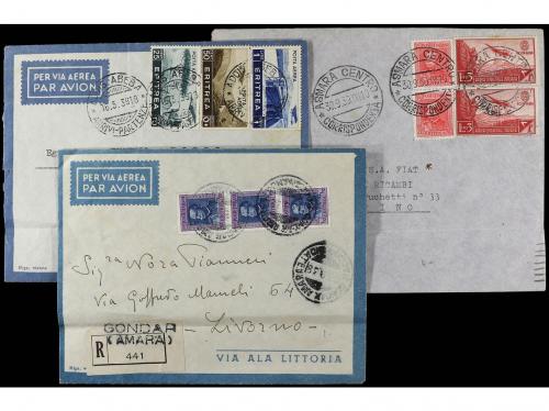 ✉ ERITREA. 1938-39. Conjunto de 5 cartas circuladas a ITALIA