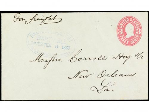 ✉ ESTADOS UNIDOS. 1867. 3 cts. rose postal stationary envelo