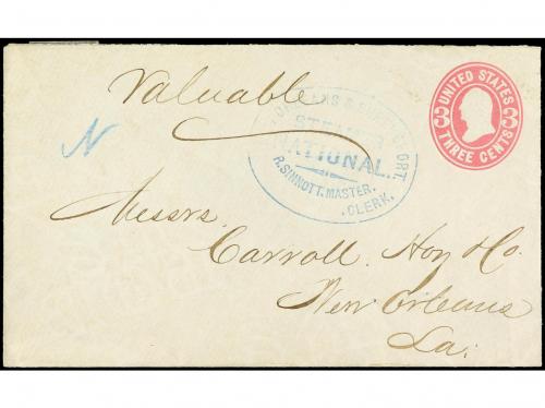 ✉ ESTADOS UNIDOS. (1867 CA.). 3 cents. rose postal stationar