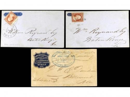 ✉ ESTADOS UNIDOS. 1857-65. Three covers, one front and one p