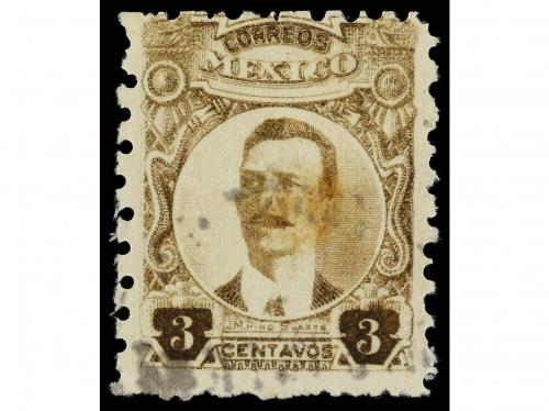 ° MEXICO. Sc. 620. 1917-20. 3 ctvos. castaño, dentado 12. RA
