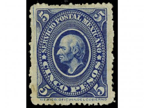 * MEXICO. Sc. 163. 1884. 5 pesos azul. MUY RARO en nuevo y c