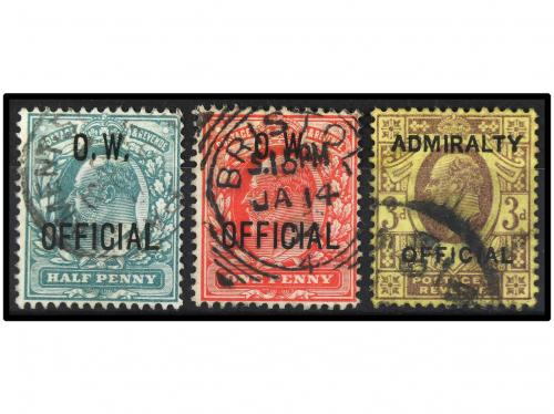 ° GRAN BRETAÑA. Sg. 036/37, 0106. 1896-1903. TRES sellos del