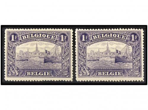 ** BELGICA. Yv. 145. 1915. 1 fr. lila. 2 sellos. Yvert 300&euro;.