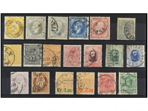 ° NORUEGA. 1856-1910. CONJUNTO de sellos en usado. 