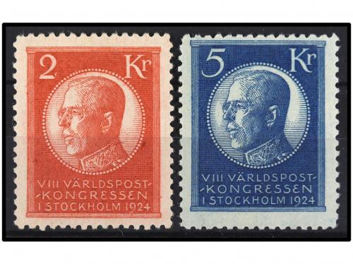 ** SUECIA. Yv. 176/77. 1924. 2 kr. y 5 kr. finales de serie.