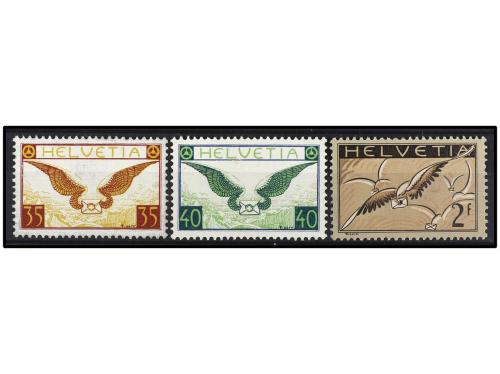 ** SUIZA. Yv. A 13/15. 1929-37. SERIE completa, papel "gaufr