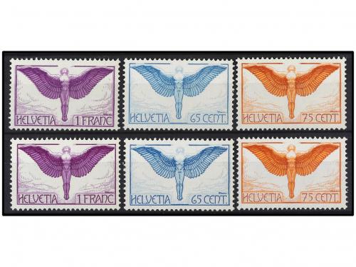 ** SUIZA. Yv. A 10/12. 1924-33. DOS series completa, papel "