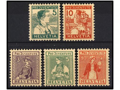 ** SUIZA. Yv. 149/50, 154/56. 1915-17. SERIES completas. LUJ