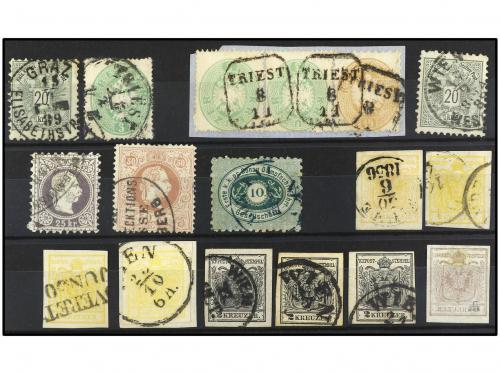 ° AUSTRIA. 1850-83. CONJUNTO de sellos en usado. 